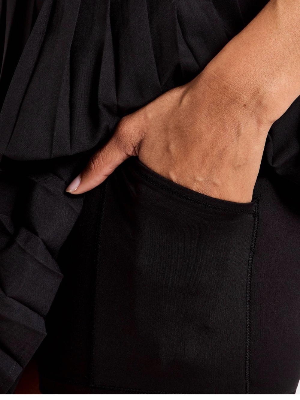 all in motion Black Pleated Square-Neck Mini Dress - Picture 7 of 7